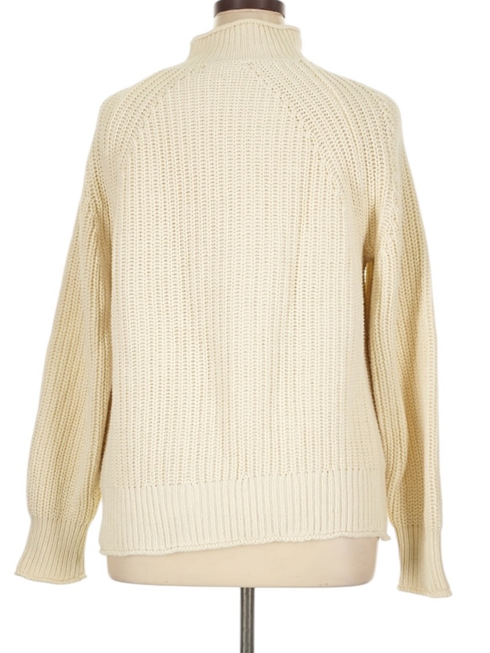 J. Crew Relaxed Rollneck Sweater Size M Cream Chunky Fisherman Coastal Preppy - Picture 4 of 9